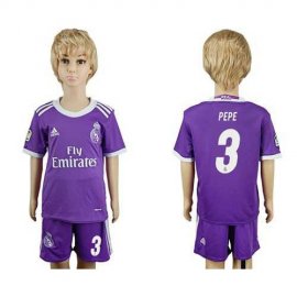 Real Madrid #3 Pepe Away Kid Soccer Club Jersey