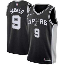 Mens Nike San Antonio Spurs #9 Tony Parker Black NBA Swingman Icon Edition Jersey