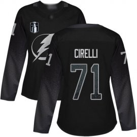 Adidas Tampa Bay Lightning #71 Anthony Cirelli Black 2022 Stanley Cup Final Patch Womens Alternate Authentic Stitched NHL Jersey Womens