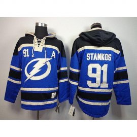 Tampa Bay Lightning #91 Steven Stamkos Blue Sawyer Hooded Sweatshirt Stitched NHL Jersey