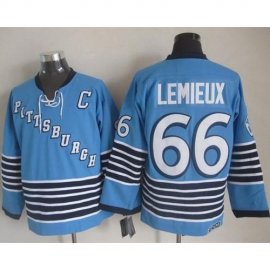 Pittsburgh Penguins #66 Mario Lemieux Light Blue CCM Throwback Stitched NHL Jersey