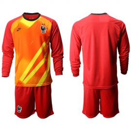 France Blank Red Goalkeeper Long Sleeves Soccer Country Jersey