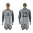 Portugal #22 Carvalho Grey Goalkeeper Long Sleeves Soccer Country Jersey