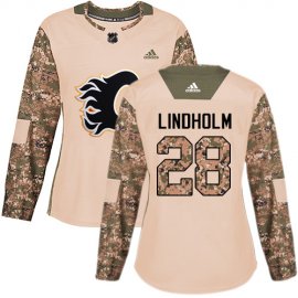 Adidas Calgary Flames #28 Elias Lindholm Camo Authentic 2017 Veterans Day Womens Stitched NHL Jersey