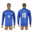 Italy #10 Totti Blue Home Long Sleeves Soccer Country Jersey