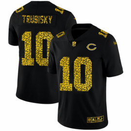 Chicago Chicago Bears #10 Mitchell Trubisky Mens Nike Leopard Print Fashion Vapor Limited NFL Jersey Black