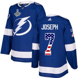 Adidas Tampa Bay Lightning #7 Mathieu Joseph Blue Home Authentic USA Flag 2020 Stanley Cup Champions Stitched NHL Jersey