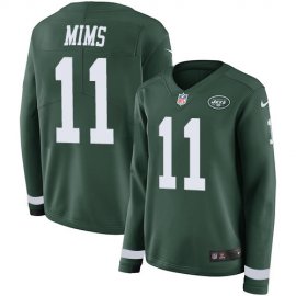 Nike New York Jets #11 Denzel Mim Green Team Color Womens Stitched NFL Limited Therma Long Sleeve Jersey