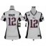 Nike New England Patriots #12 Tom Brady White With C Patch Womens Stitched NFL Elite Jersey