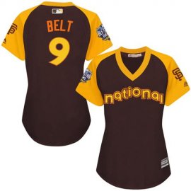 San Francisco Giants #9 Brandon Belt Brown 2016 All-Star National League Womens Stitched MLB Jersey