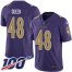 Nike Baltimore Ravens #48 Patrick Queen Purple Youth Stitched NFL Limited Rush 100th Season Jersey