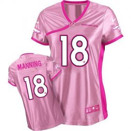 Nike Denver Broncos #18 Peyton Manning Pink Womens Be Luvd Stitched NFL Elite Jersey