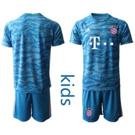 Bayern Munchen Blank Light Blue Goalkeeper Kid Soccer Club Jersey