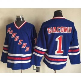 New York Rangers #1 Eddie Giacomin Blue CCM Heroes of Hockey Alumni Stitched NHL Jersey