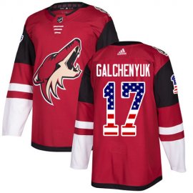 Adidas Arizona Coyotes #17 Alex Galchenyuk Maroon Home Authentic USA Flag Stitched NHL Jersey