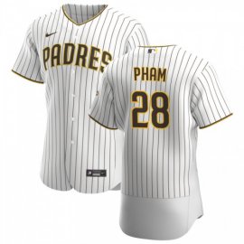 San Diego Padres #28 Tommy Pham Mens Nike White Brown Home 2020 Authentic Player Jersey