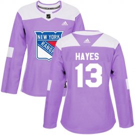 Adidas New York Rangers #13 Kevin Hayes Purple Authentic Fights Cancer Womens Stitched NHL Jersey