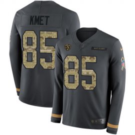 Nike Chicago Bears #85 Cole Kmet Anthracite Salute to Service Mens Stitched NFL Limited Therma Long Sleeve Jersey