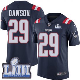 Nike New England Patriots #29 Duke Dawson Navy Blue Super Bowl LIII Bound Mens Stitched NFL Limited Rush Jersey