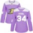 Adidas Anaheim Ducks #34 Sam Steel Purple Authentic Fights Cancer Womens Stitched NHL Jersey