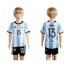Argentina #13 Funes Home Kid Soccer Country Jersey
