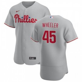 Philadelphia Phillies #45 Zack Wheeler Mens Nike Gray Road 2020 Authentic Player MLB Jersey