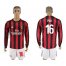 AC Milan #16 Poli Home Long Sleeves Soccer Club Jersey