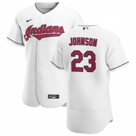 Cleveland Indians #23 Daniel Johnson Mens Nike White Home 2020 Authentic Team MLB Jersey