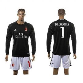 AC Milan #1 Diegolopez Black Goalkeeper Long Sleeves Soccer Club Jersey