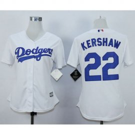 Los Angeles Dodgers #22 Clayton Kershaw White Womens Fashion Stitched MLB Jersey