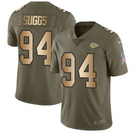 Nike Kansas City Chiefs #94 Terrell Suggs Olive/Gold Mens Stitched NFL Limited 2017 Salute To Service Jersey