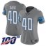 Nike Detroit Lions #40 Jarrad Davis Gray Womens Stitched NFL Limited Rush 100th Season Jersey