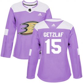 Adidas Anaheim Ducks #15 Ryan Getzlaf Purple Authentic Fights Cancer Womens Stitched NHL Jersey