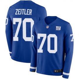 Nike New York Giants #70 Kevin Zeitler Royal Blue Team Color Mens Stitched NFL Limited Therma Long Sleeve Jersey