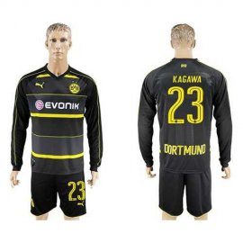 Dortmund #23 Kagawa Away Long Sleeves Soccer Club Jersey