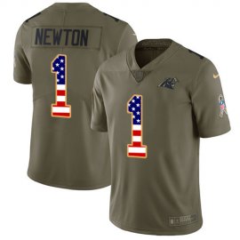 Nike Carolina Panthers #1 Cam Newton Olive/USA Flag Youth Stitched NFL Limited 2017 Salute to Service Jersey