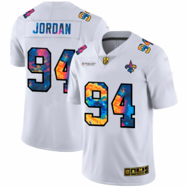 New Orleans New Orleans Saints #94 Cameron Jordan Mens White Nike Multi-Color 2020 NFL Crucial Catch Limited NFL Jersey