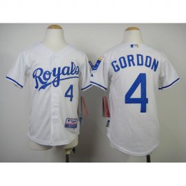 Kansas City Royals #4 Alex Gordon White Cool Base Stitched Youth MLB Jersey