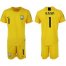 Brazil #1 Alisson Yellow Goalkeeper Soccer Country Jersey