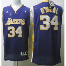 Los Angeles Lakers 34 Shaquille ONeal Purple Swingman NBA Jersey Cheap