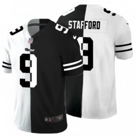Los Angeles Rams #9 Matthew Stafford Mens Black V White Peace Split Nike Vapor Untouchable Limited NFL Jersey