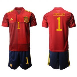 Spain #1 I.Casillas Home Soccer Country Jersey