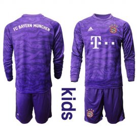 Bayern Munchen Blank Purple Goalkeeper Long Sleeves Kid Soccer Club Jersey