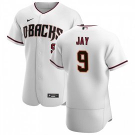 Arizona Diamondbacks #9 Jon Jay Mens Nike White Crimson Authentic Home Team MLB Jersey