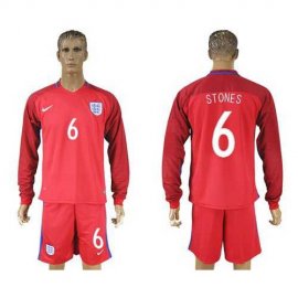 England #6 Stones Away Long Sleeves Soccer Country Jersey