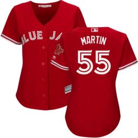 Toronto Blue Jays #55 Russell Martin Red Canada Day Womens Stitched MLB Jersey