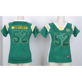 Nike Green Bay Packers #52 Clay Matthews Green Womens Stitched NFL Elite Draft Him Shimmer Jersey