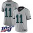 Nike Philadelphia Eagles #11 Carson Wentz Silver Mens Stitched NFL Limited Inverted Legend 100th Season Jersey