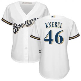 Milwaukee Brewers #46 Corey Knebel White Home Womens Stitched MLB Jersey