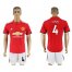 Manchester United #4 Jones Red Home Soccer Club Jersey